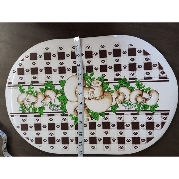 Lot Of 6 Vintage 80s Franco Vynil Placemats Mushrooms 12x18' - Picture 4 of 6